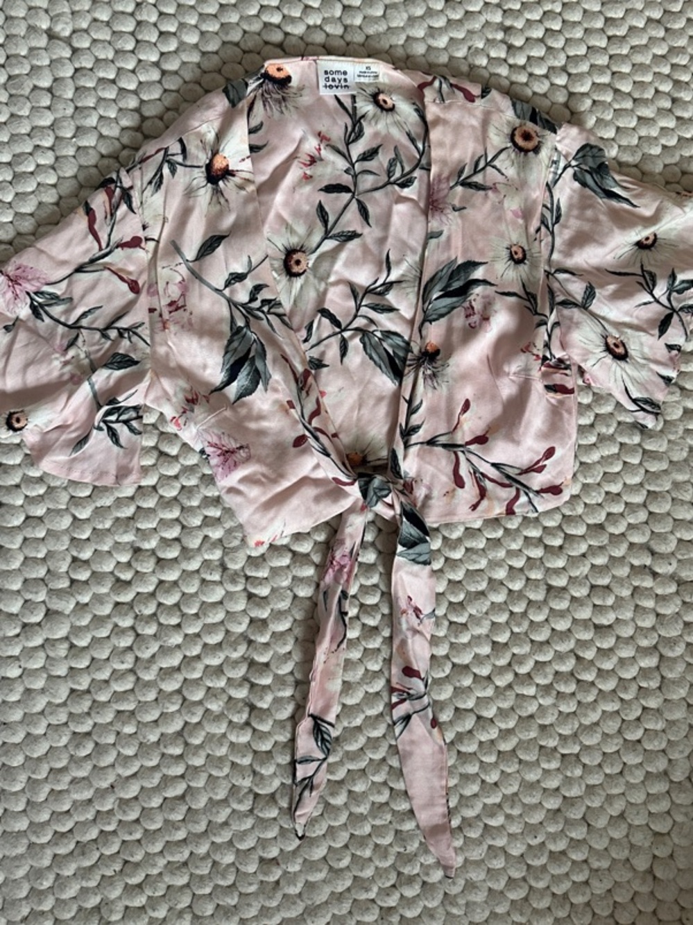 Somedays Lovin Blush Floral Tie-Front Crop Top